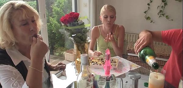  His blonde GF trying new sex toys on birthday